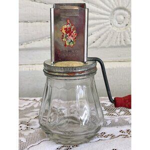 Vintage 1930s Nut/Spice Chopper Glass Jar Metal Farmhouse Decor